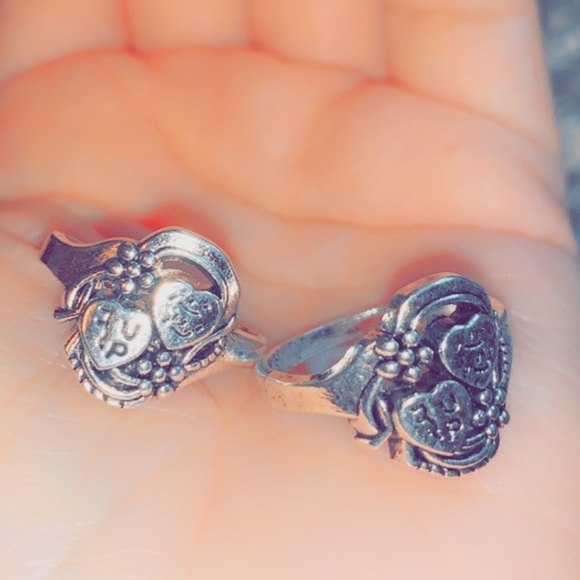 Vintage Matching Rings couples BFFs silver plated - Picture 2 of 14